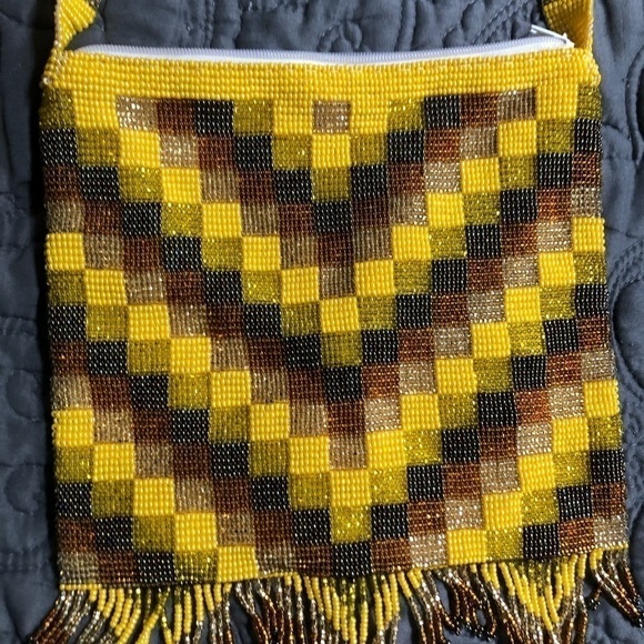 Yellow Beaded Chakira Purse from Mexico - Picture 2 of 2